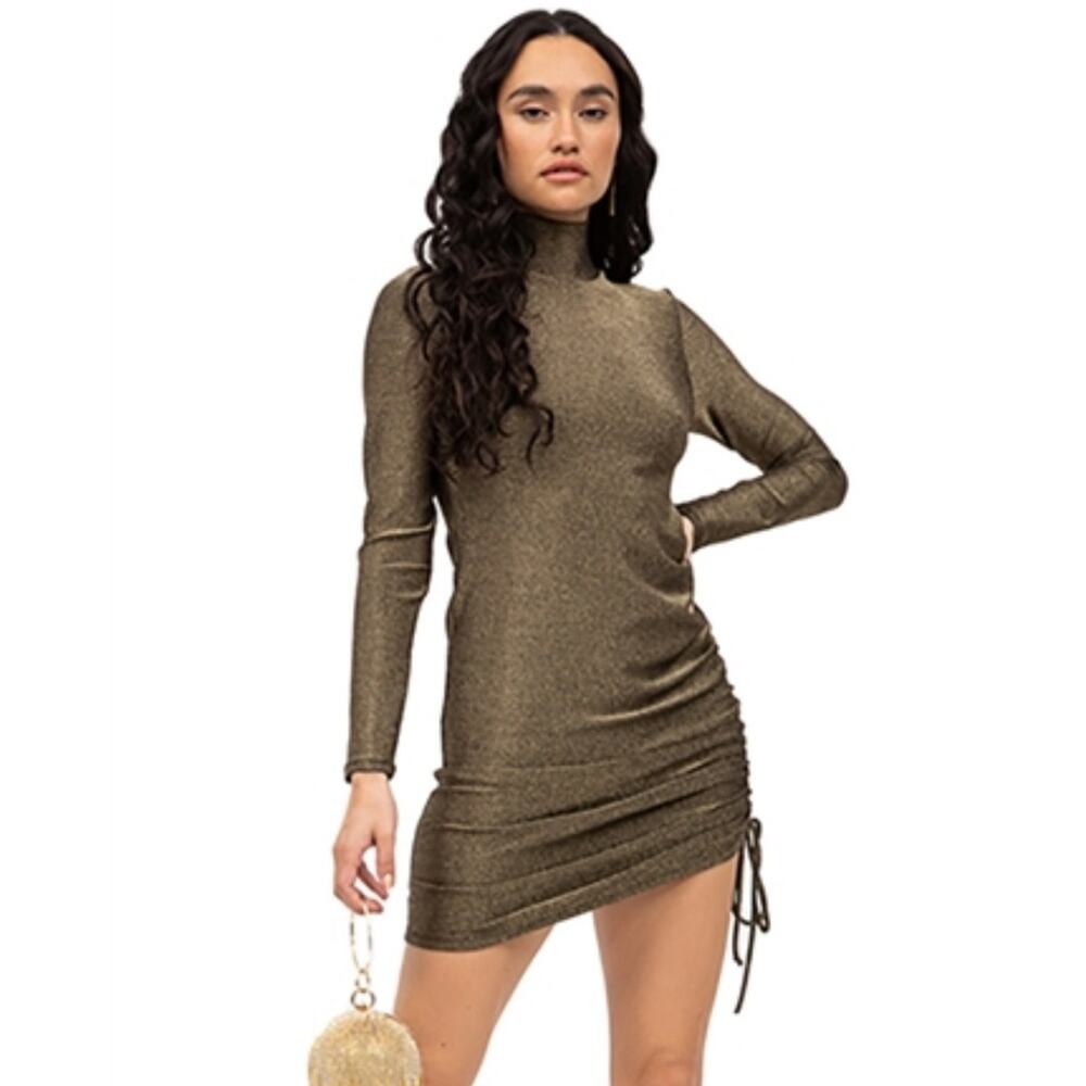 n:PHILANTHROPY Demetra Metallic Mini Dress in Black Gold NWT Medium